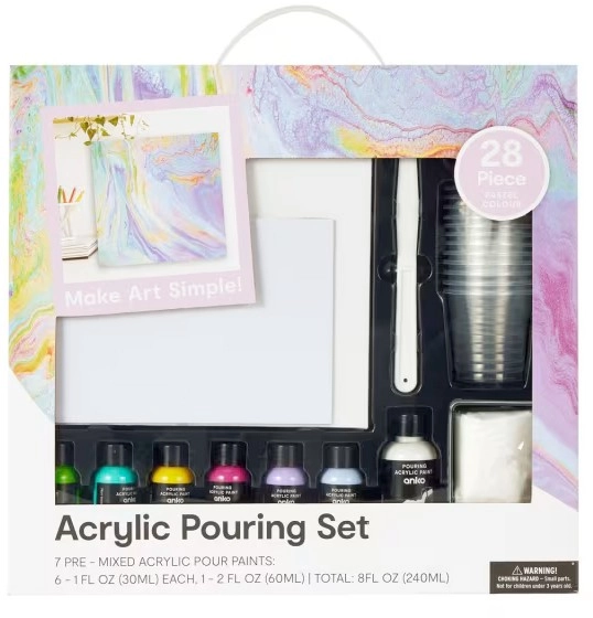 NEW 28 Piece Acrylic Pouring Set - Pastel