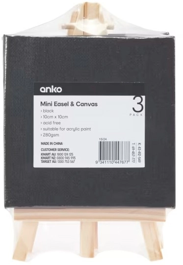 NEW 3 Pack Mini Easel and Canvas - Black