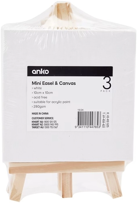 NEW 3 Pack Mini Easel and Canvas - White