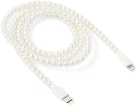 NEW USB-C to Lightning Beaded Faux Pearl Cable - White