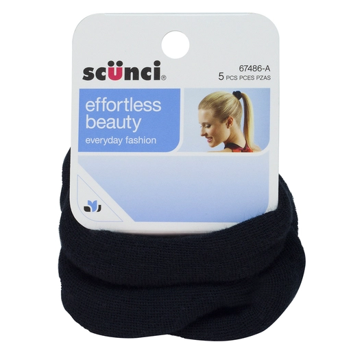 Scunci Knitted Pony Wraps Black 5 Pack