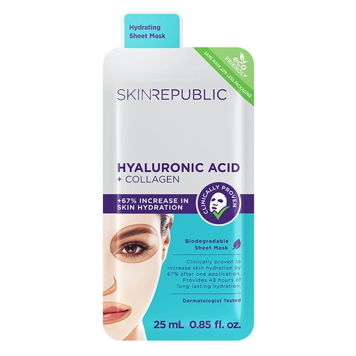 Skin Republic Hyaluronic Acid & Collagen Biodegradable Sheet Mask 25mL