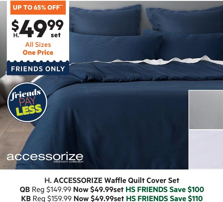 Accessorize Waffle Quilt Cover Set Navy