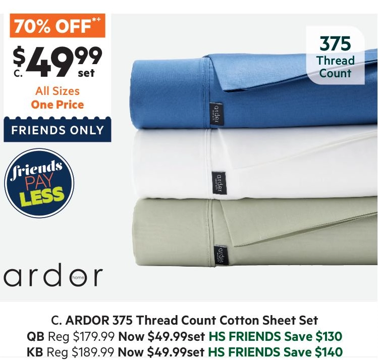 Ardor 375 Thread Count Cotton Sheet Set Blue