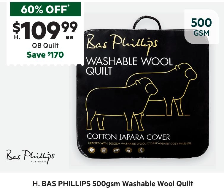 Bas Phillips 500 GSM Washable Wool Quilt