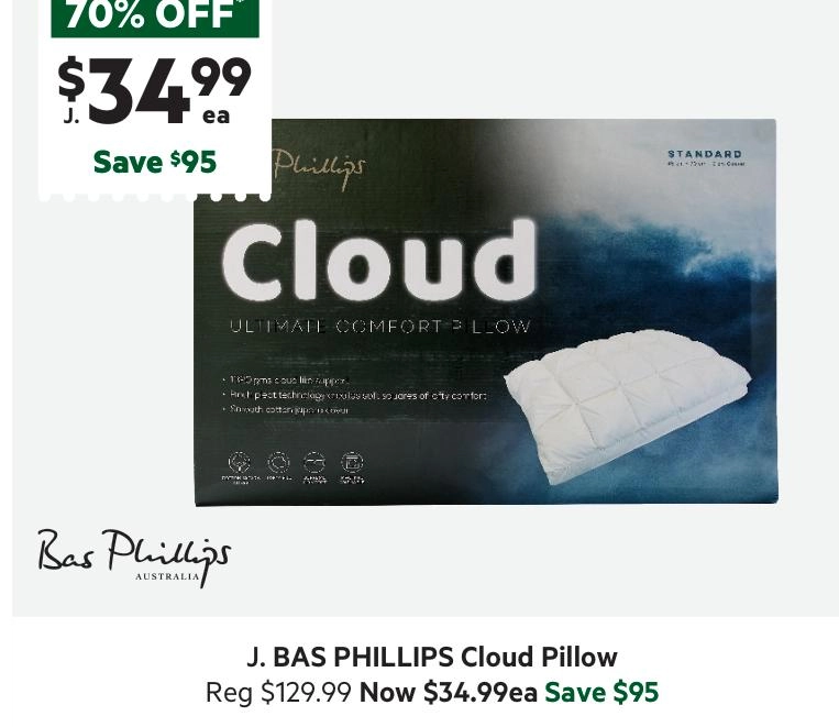 Bas Phillips Cloud Pillow White Standard