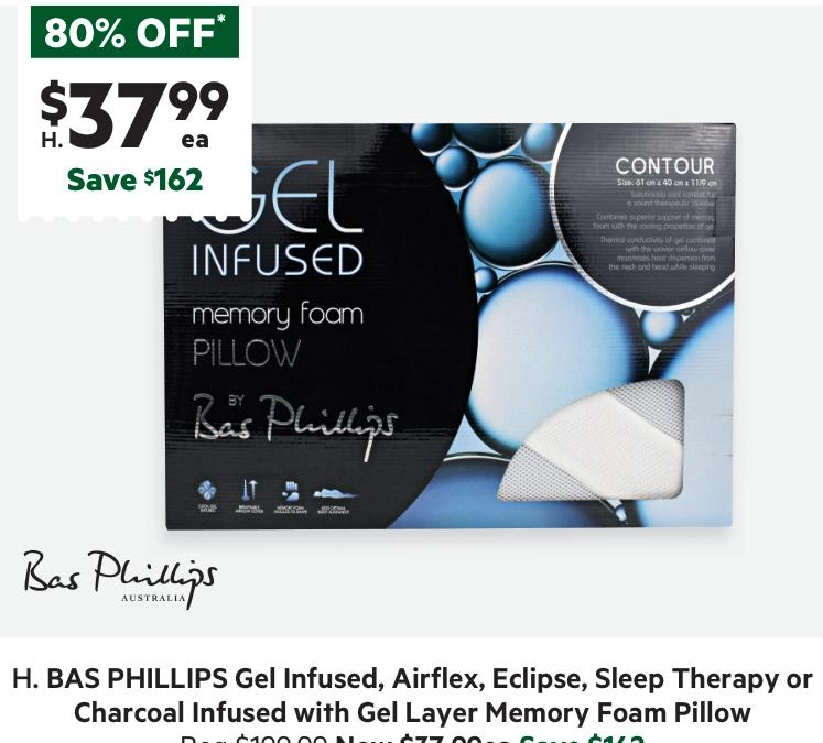 Bas Phillips Gel Infused Memory Foam Contour Pillow