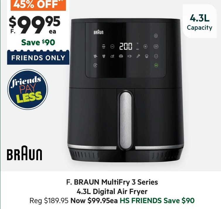 Braun 4.3L MultiFry 3 Digital Air Fryer HF3030