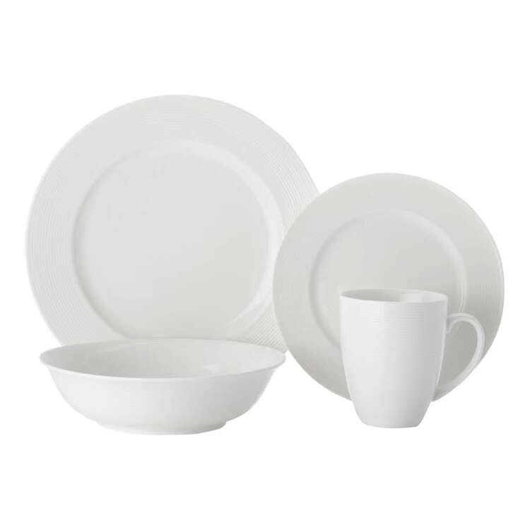 Casa Domani Casual Evolve 16-Piece Rim Dinner Set White