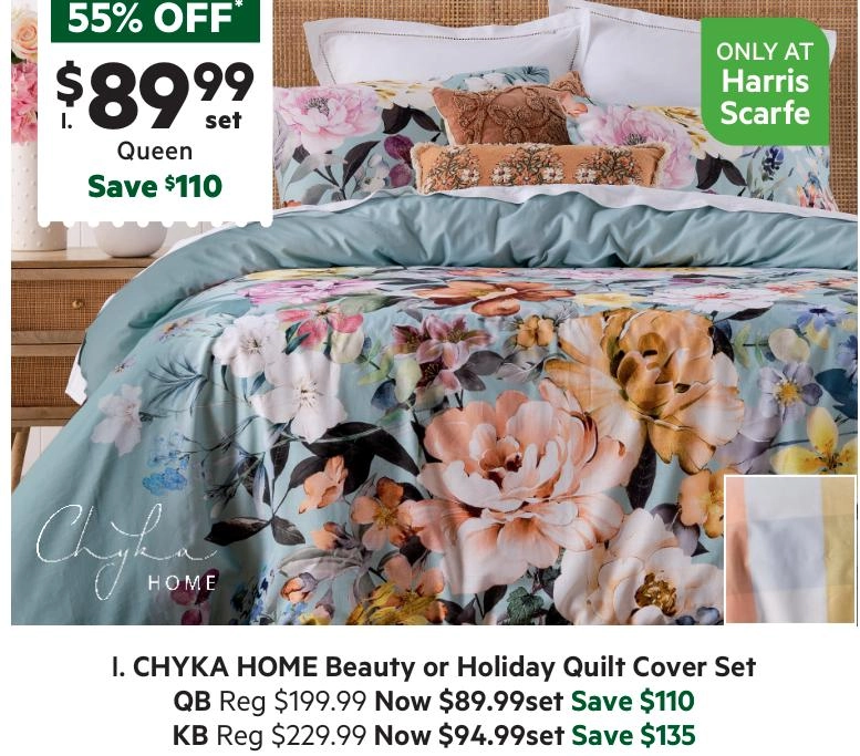 Chyka Home Beauty Quilt Cover Set Multicoloured Print