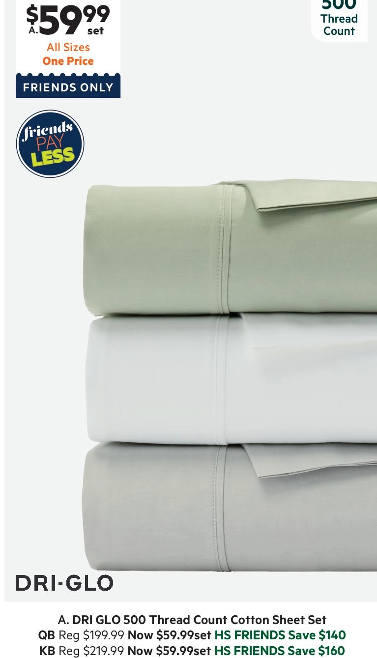 Dri Glo 500 Thread Count Cotton Sheet Set Sage