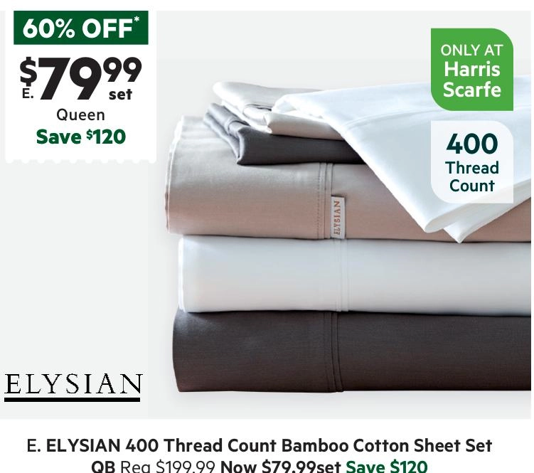 Elysian 400 Bamboo Cotton Sheet Set Charcoal