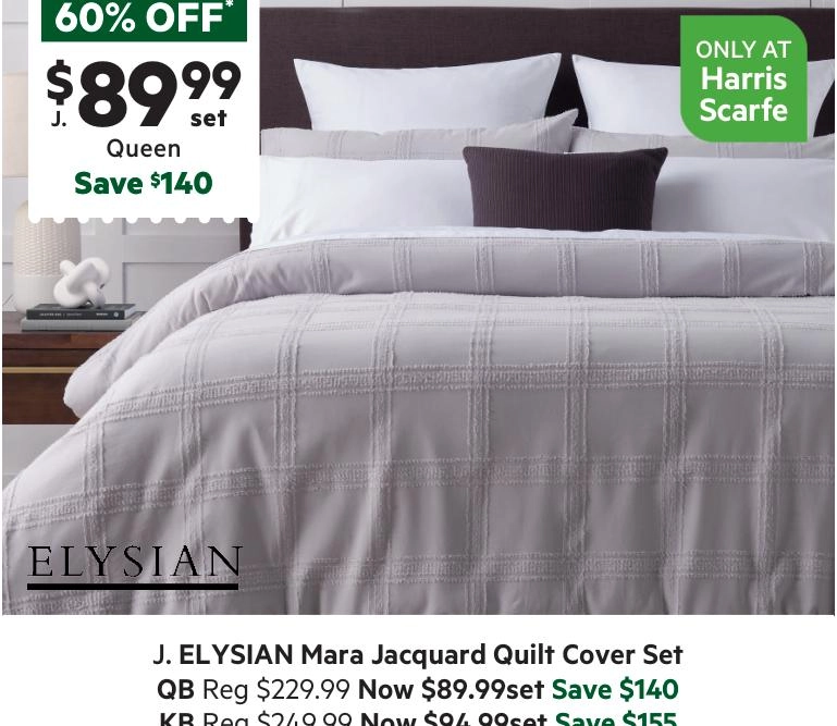 Elysian Mara Jacquard Check Quilt Cover Set Grey