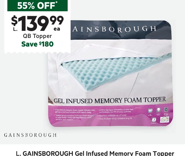 Gainsborough Memory Foam Gel Topper