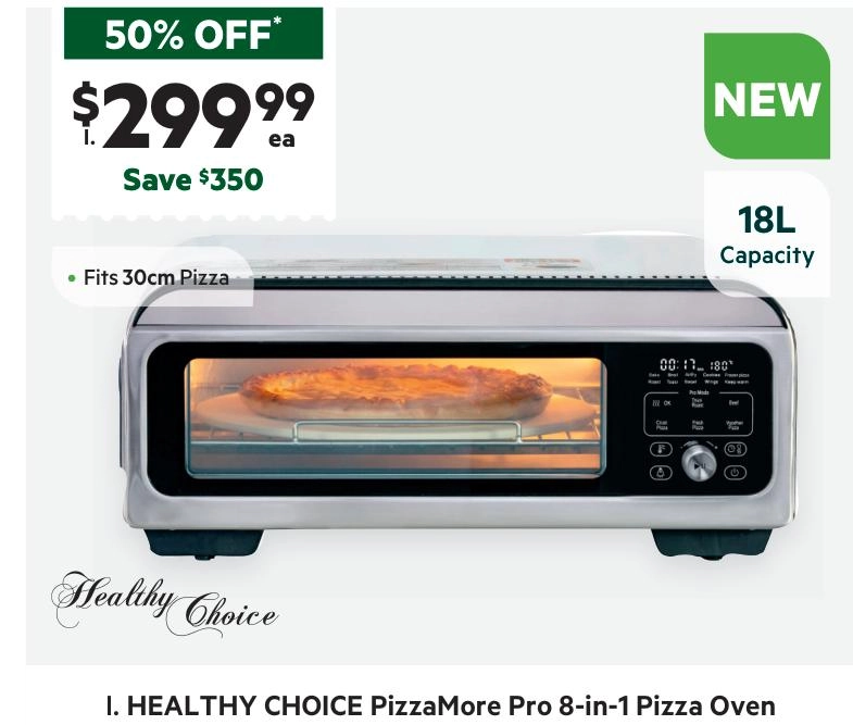 Healthy Choice Pizzamore Pro 8-In-1 Pizza Oven PO19