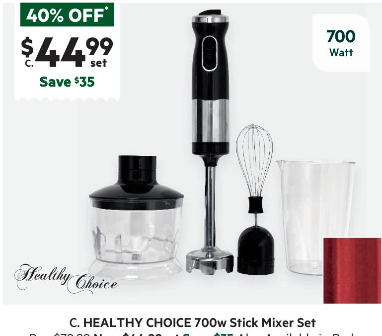 Healthy Choice Stick Mixer Set Black HB58