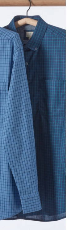 JC Lanyon Men's Weston Check Easy Care Long Sleeve Shirt Dust Blue