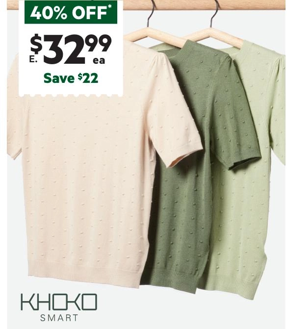 Khoko Smart Women's Short Sleeve Dobby Knit Khaki