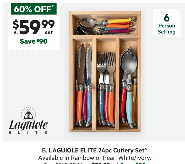 Laguiole Elite 24-Piece Cutlery Set Rainbow