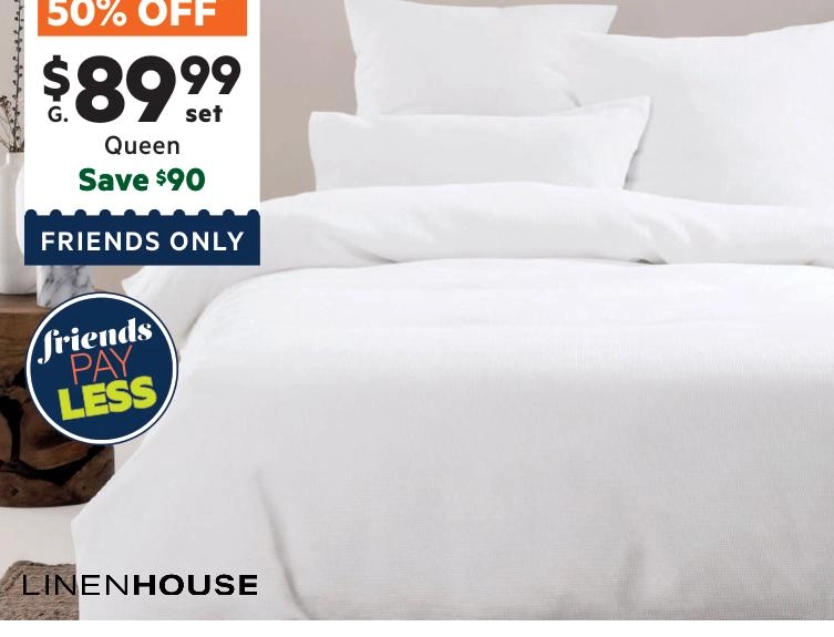 Linen House Providence Waffle Quilt Cover Set White