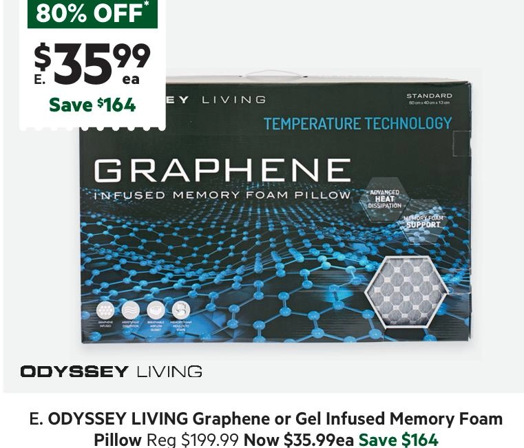 Odyssey Living Graphene Infused Memory Foam Pillow Standard Standard