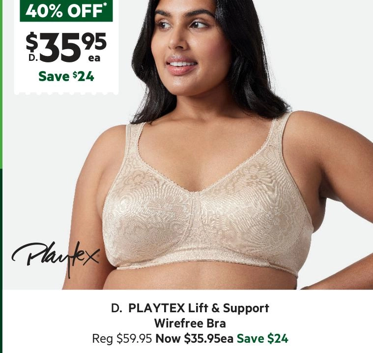 Playtex Women's Ultimate Lift and Support Wirefree Bra Nude