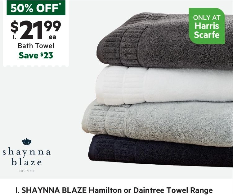 Shaynna Blaze Hamilton Plain Dyed Towel Collection Blue