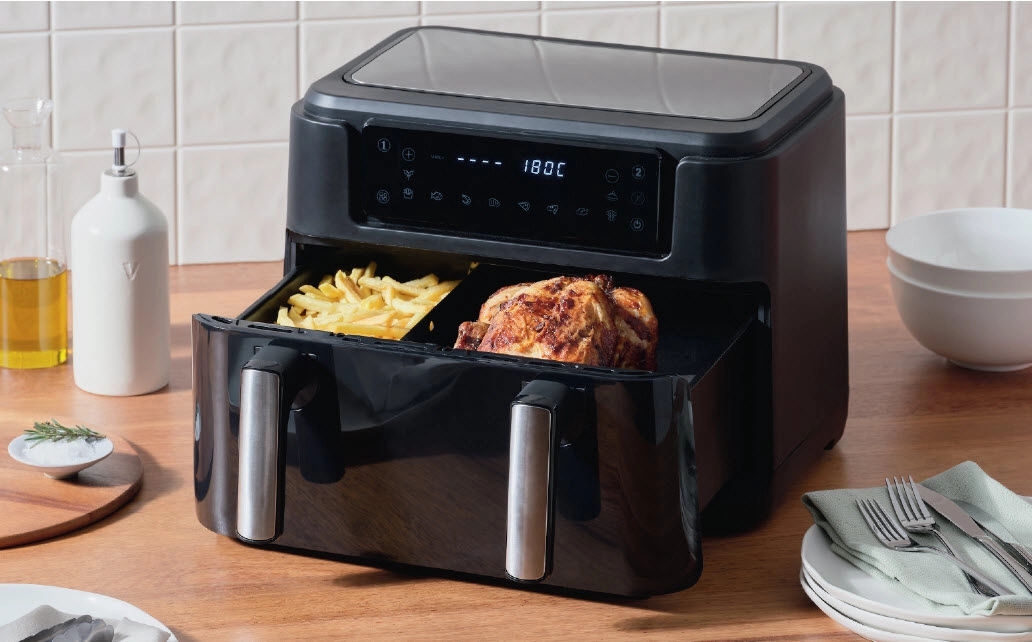 Smith + Nobel 10L Digital Dual Zone Air Fryer with Movable Divider SNDZ2200