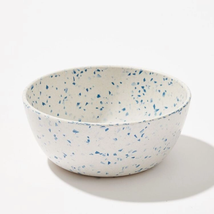 Smith + Nobel Terrazzo Speckle Melamine + Bamboo Bowl White