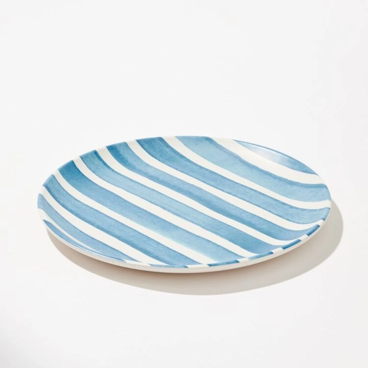 Smith + Nobel Terrazzo Stripe Melamine + Bamboo Salad Plate Blue