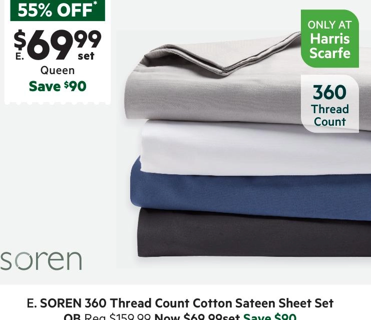 Soren 360 Thread Count Cotton Sateen Sheet Set Chambray