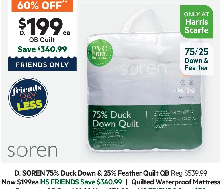 Soren 75/25 Duck Feather & Down Quilt White Queen