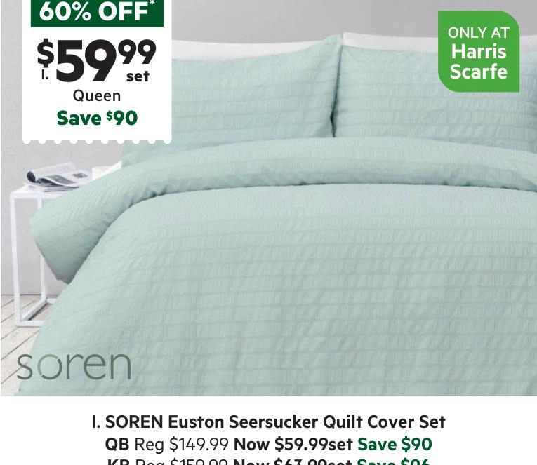 Soren Euston Seersucker Quilt Cover Set Multicoloured Print