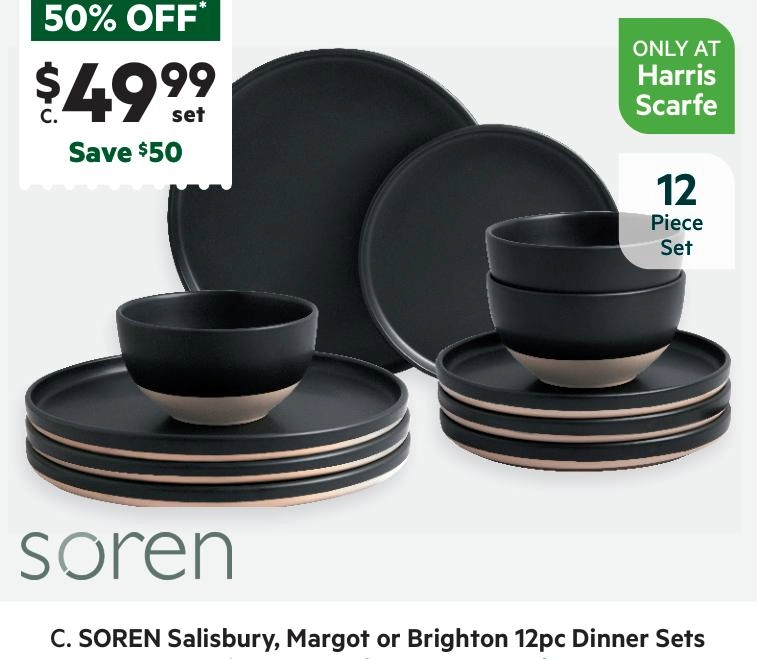 Soren Salisbury 12-Piece Dinner Set Black/Neutral