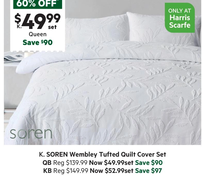 Soren Wembley Tufted Quilt Cover Set