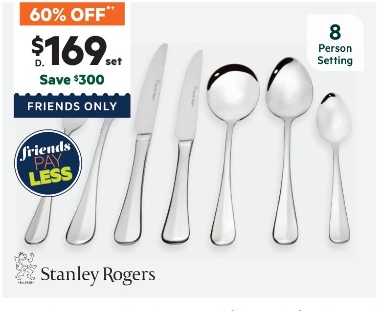 Stanley Rogers Baguette 56-Piece 18/10 Cutlery Set