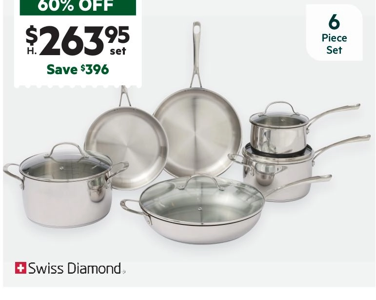 Swiss Diamond 6-Piece Premium Steel Deluxe Cookset