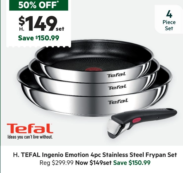 Tefal Ingenio Emotion 4-Piece Induction Stainless Steel Frypan Set