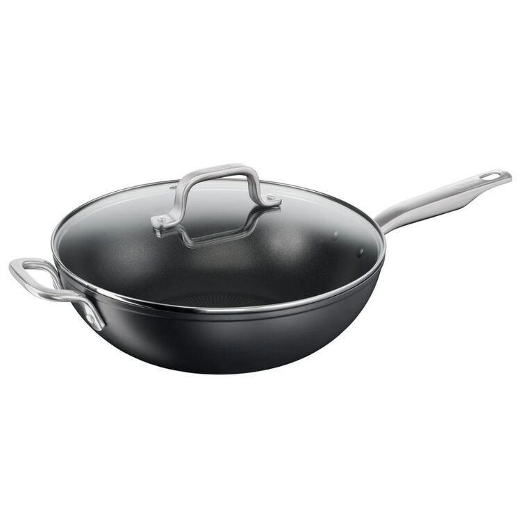 Tefal Premium Specialty 32 cm Hard Anodised Induction Wok with Lid