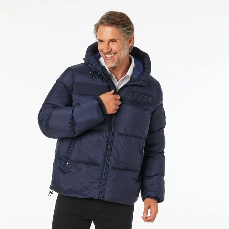 Tommy Hilfiger Men's Ghost Print Puffer Jacket Navy