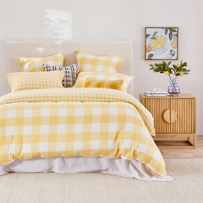 Della Yellow Check Quilt Cover Set by Habitat