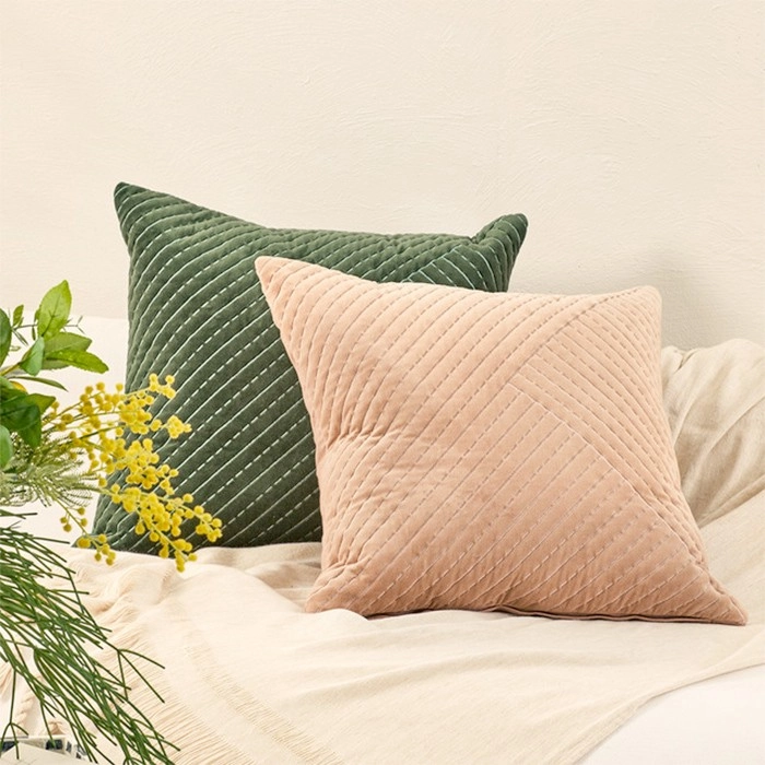 Delphina Quilted Velvet Square Cushion by M.U.S.E.