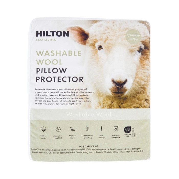 Eco Living Washable Wool Pillow Protector by Hilton