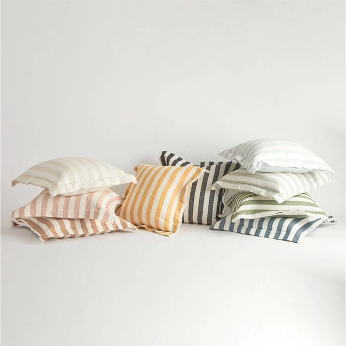 Frankie Feather Stripe Square Cushion by M.U.S.E.