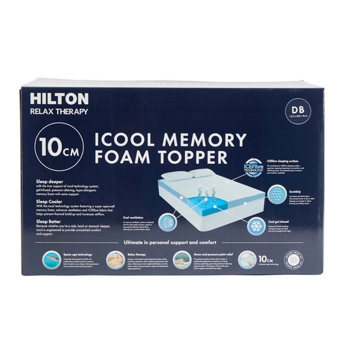 Relax Therapy Icool 10cm Memory Foam Topper by Hilton