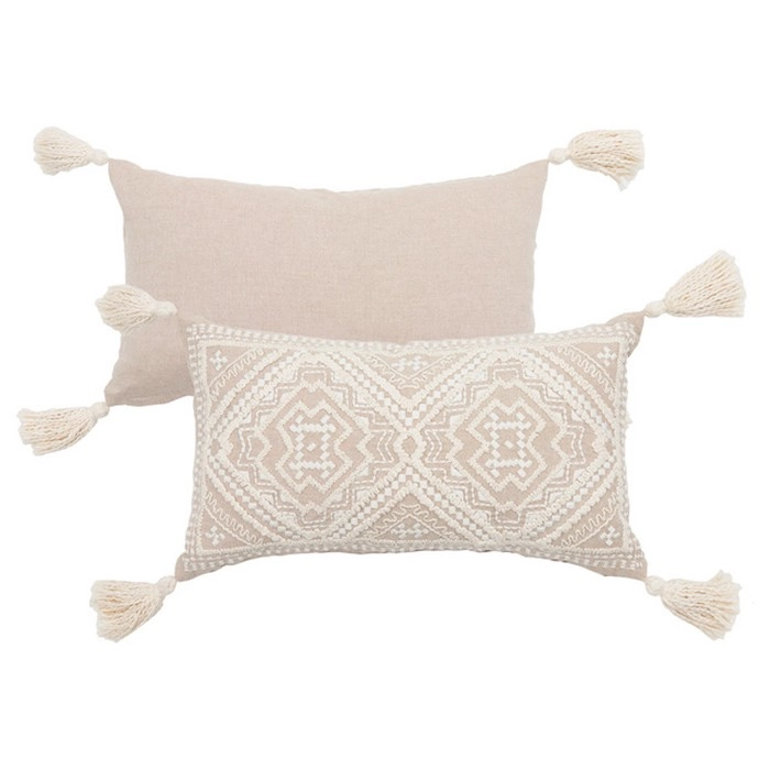 Sienna Embroidered Oblong Cushion by M.U.S.E.