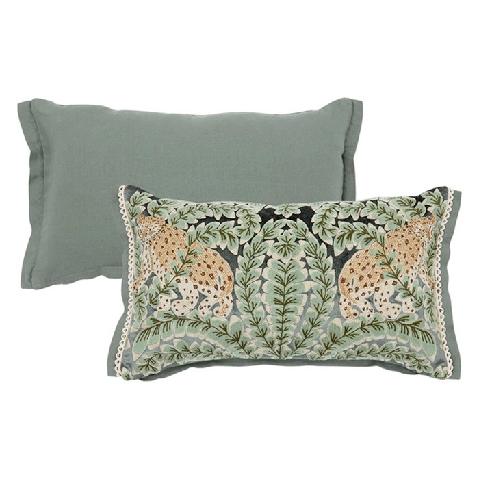 Tropique Jungle Embroidered Oblong Cushion by M.U.S.E.