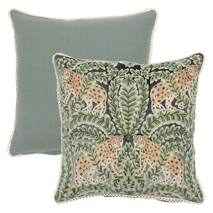 Tropique Jungle Embroidered Square Cushion by M.U.S.E.