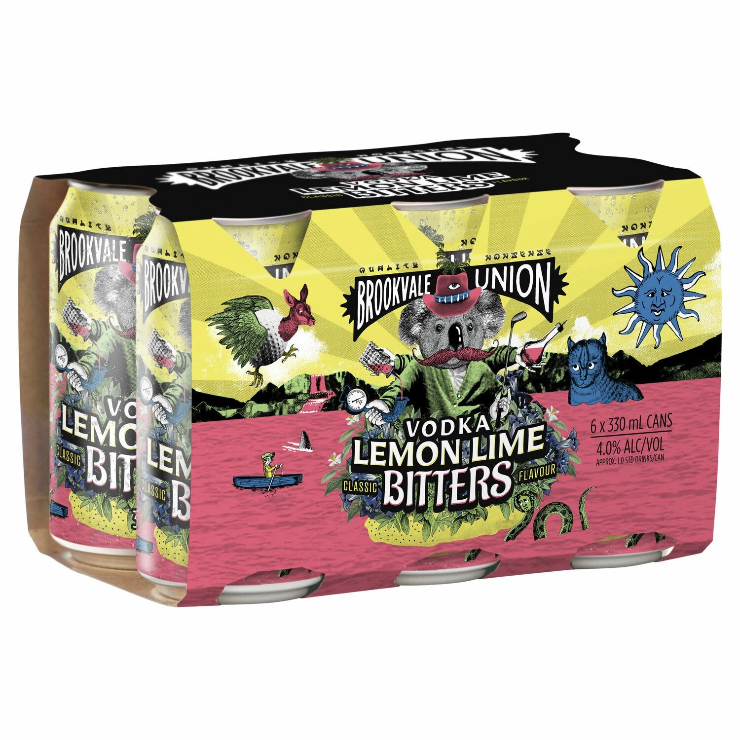 Brookvale Union Vodka Lemon Lime & Bitters Can 330mL 6 Pack