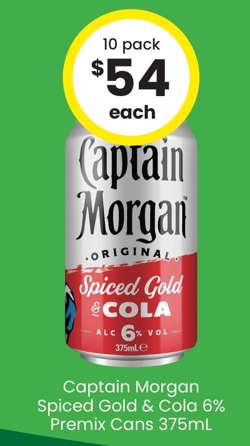 Captain Morgan Spiced Gold & Cola 6% Premix Cans 375ml